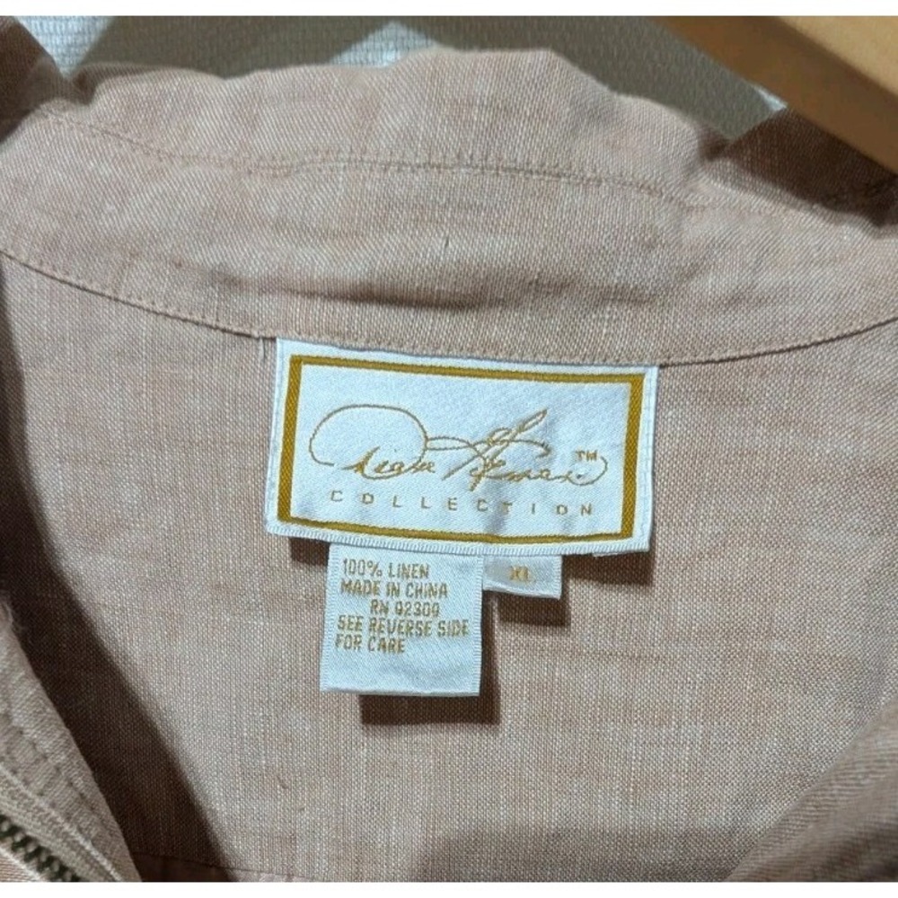 Diane Gilman Vintage Women's‎ Linen Full Zip Jacket Sz XL Pockets Utility Safari - Picture 6 of 7